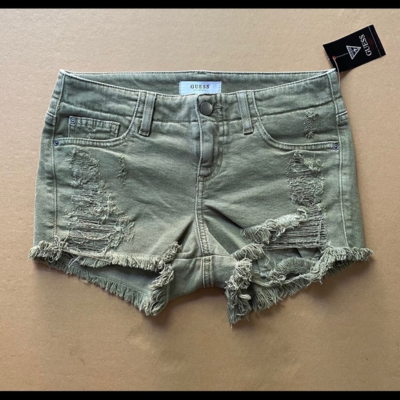 NEW GUESS Destroyed Skinny Denim Shorts SZ 27 - Picture 6 of 10